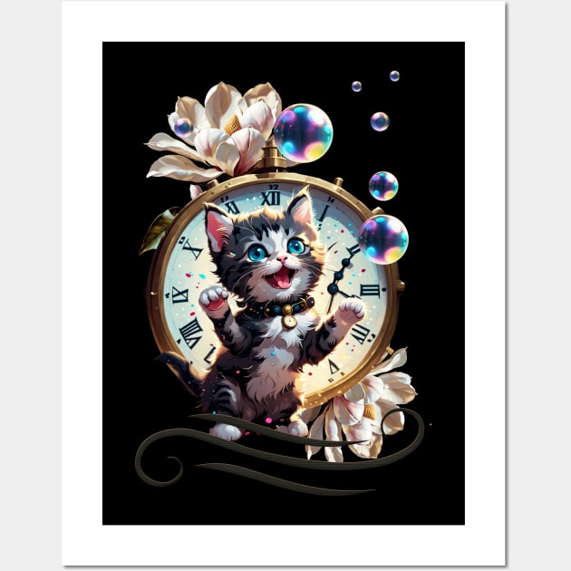 Happy New Year wish you the cute kitten. Wall Art by Nicky2342